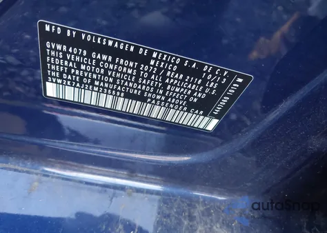 2014 Volkswagen Jetta 2.0L S from USA, damaged, VIN 3VW2K7AJ2EM235598